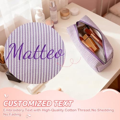 Personalised Toiletry Bag with Embroidered Name, Travel Wash Bag, 1 Pc — view 2