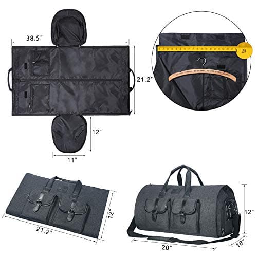 UNIQUEBELLA Travel Suit Carrier Garment Duffel Bag Fiber Large Holdall for Men with Shoe Compartment (Dark Grey) — view 5