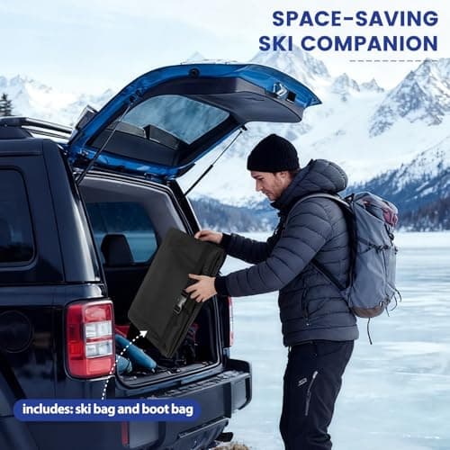 AIRTTUZ Ski Bag and Boot Bag Combo, Water-Resistant Ski Boot Travel Bag Fit Skis Up to 200 cm & Boots Size 13 With 5mm Foam Ski Gear Bag. (blk/red) — view 6