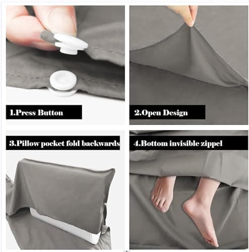 BREENHILL Sleeping Bag Liner, Camping Travel Sheet with Zip, Grey 80cm — view 4