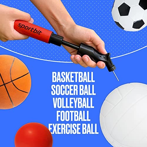 SPORTBIT Ball Pump for Sports Balls - Push & Pull Inflating System - Hand Pump for All Exercise Balls - Volleyball Pump, Basketball Inflator, Football & Soccer Ball Air Pump - Goes with 5 Needles Set — view 5