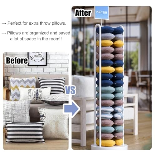WTLONBF Upright Neck Pillow Display Stand, 1-3 Pack U-shaped Travel Pillow Storage Holder, White Iron Organizer Tower with Round Base (1 Pack - DiaxH 40x160cm) for Retail Use — view 2