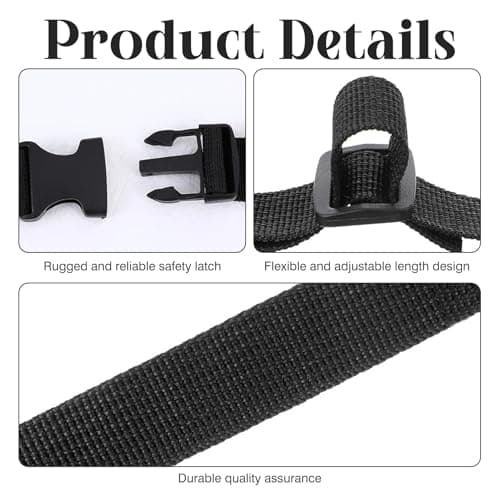 QiaoLiangYao 2 Pcs 59.06'' X 1.26'' Mattress Topper Straps Adjustable Memory Foam Packing Straps with Sturdy Locked Buckles,Black for Moving or Storage Secure Reusable — view 3
