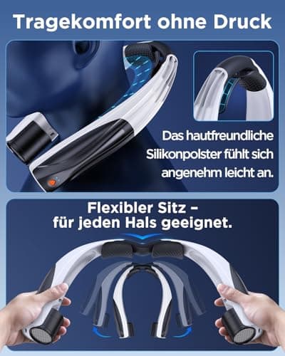 Lepwings Neck Fan, 6000mAh Rechargeable Portable Fan, 6 Speeds Hands Free Wearable Fan with 360° Airflow One Button Off Metal Grille Design Safer Use Up to 20 Hours for Travel Office Outdoor, Navyblue — view 4