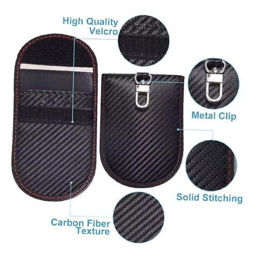 KAV Faraday Key Fob Protector Pouch Bag- Carbon Fiber Compact Signal Blocking Pouch for Pocket Size Car Key Wallets - RFID Blocking, Anti-Theft, Remote Entry Protector (Pack of 2) — view 5