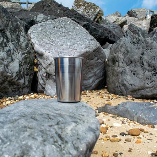 TRIXES 4 Pcs 175ml Compact Travel Stainless Steel Tumbler Glasses with PU Leather Pouch - Camping Travel Cup Mug Coffee Tea Drinking Portable Cups — view 3