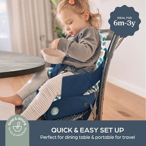 Dreambaby Grab ‘N Go Kids Booster Seat – Portable Travel Toddler High Chair for Dining (6M-3Y) with Storage & Shoulder Strap – Lightweight and Compact — view 2