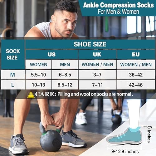 EBMORE Merino Wool Ankle Hiking Socks Compression Warm Thermal Thick Winter Running Moisture Wicking No Show Cushion Socks Gifts Stocking Fillers for Women Men 6 Pairs(Color Mix，L) — view 5