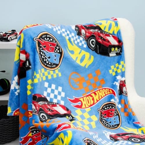 Character World Official Hot Wheels Fleece Blanket | Super Soft Warm Blue Throw, Flame Design | Perfect For The Bedroom, Camping & Sleepovers 100 x 150cm — view 5