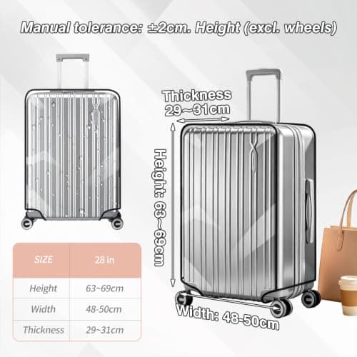 IONEKIUK 28in Clear PVC Suitcase Cover, Waterproof Large Suitcase Cover — view 2