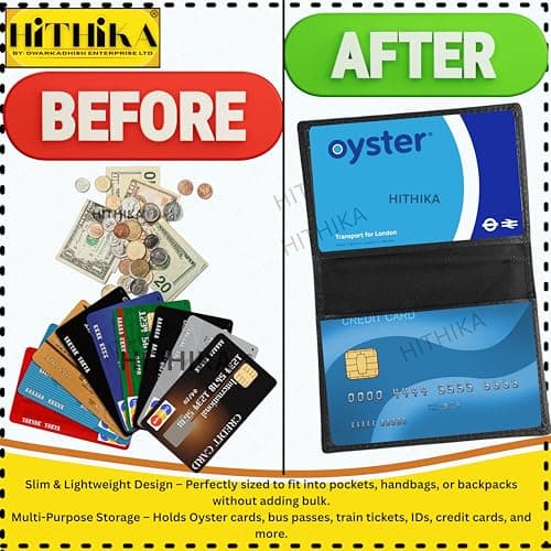 HITHIKA - New Leather Oyster Travel Card Bus Pass Holder Wallet Rail Card Cover CASE (Light Blue) — view 3