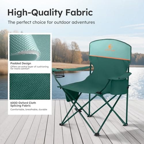 LET'S CAMP Set of 2 Folding Camping Chairs for Adults Supports 120kg Green — view 6