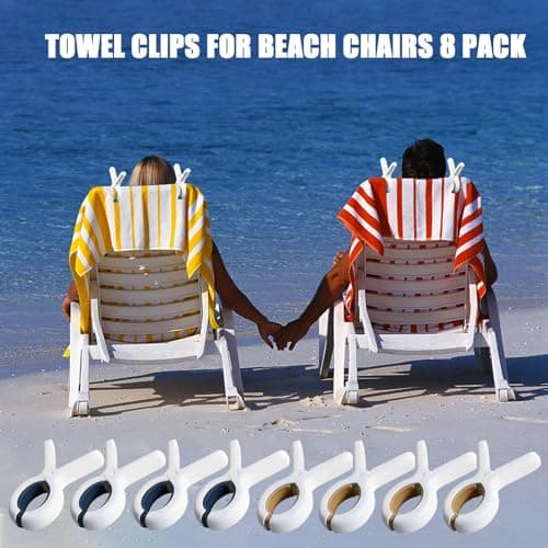 Beach Towel Clips for Sun Loungers 8 Pack, Large Sunbed Clips Pegs for Beach Towels Clothes Pin Quilt Drying Windproof Laundry Peg Hanging Beach Pool Chairs Sunlounger Essentials Accessories — view 5