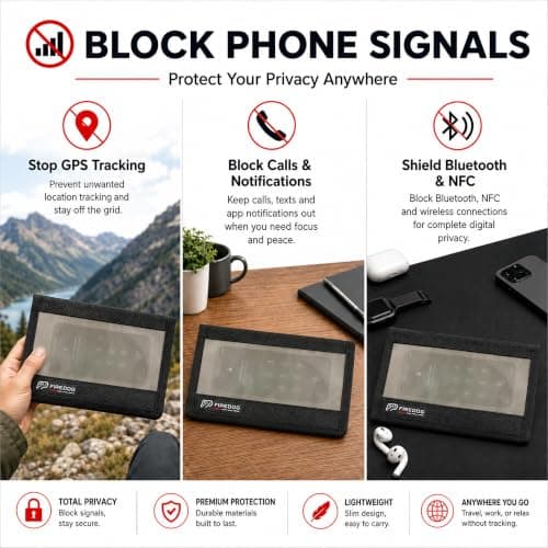 Faraday Bag for Phone & Car Keys, Signal Blocking Pouch Blocks GPS, WiFi, Bluetooth, RFID & Mobile Signals, Anti Tracking Shield for Travel, Privacy & Keyless Car Theft Protection Black — view 2