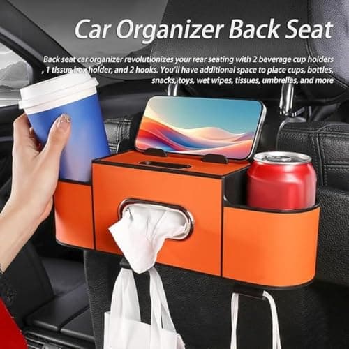 AMSLSIU Car Headrest Safe Box Car Organizer For Travel,orange — view 6