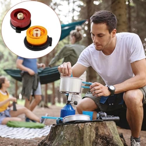 JINGLOUA 2 PCS Gas Bottle Adaptor for Butane Canister to Screw Cartridge,Camping Stove Connector Gas Refill Adapter Universal Brass Nozzle,for Outdoor Hiking BBQ — view 5
