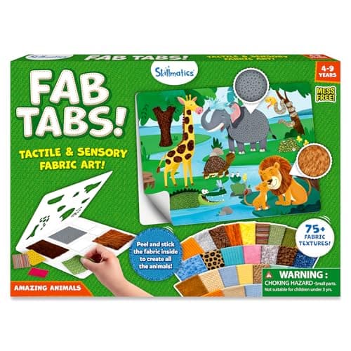 Skillmatics Fab Tabs – Animals, Sensory & Tactile Fabric Art & Craft Kit