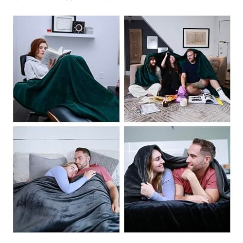COOVA Oversized King Fleece Blanket 120x120 inches, Soft Cozy Warm Giant Extra Large 10'x10' Blanket for Bed, Sofa, Couch,Travel, Camping, California Huge Flannel Big Throw Blanket, Dark Grey — view 6