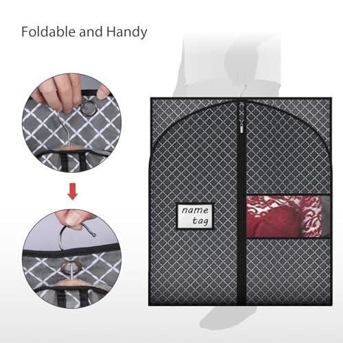 Univivi Garment Bag for Dresses, 60 inch Clothes Covers, 5 Pack, Black — view 6