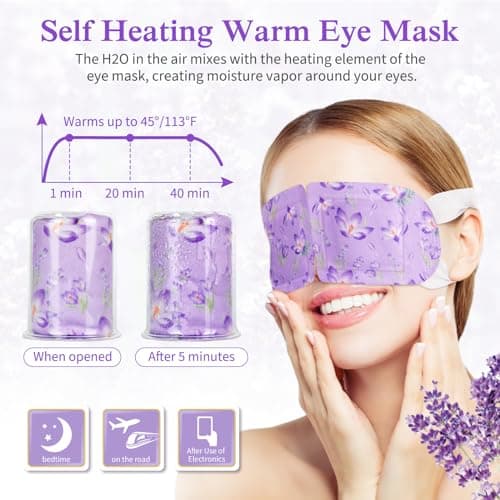 Steam Eye Mask 12 Packs, Lavender Self Heated Eye Mask for Dry Eyes, Dark Circles and Puffiness, Comfortable and Relax Sleep Mask, Relief Stress Eye Fatigue — view 3