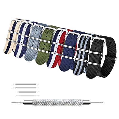 MEGALITH Nylon Watch Strap 8-Pack: One-Piece Multi-Color Replacement Band