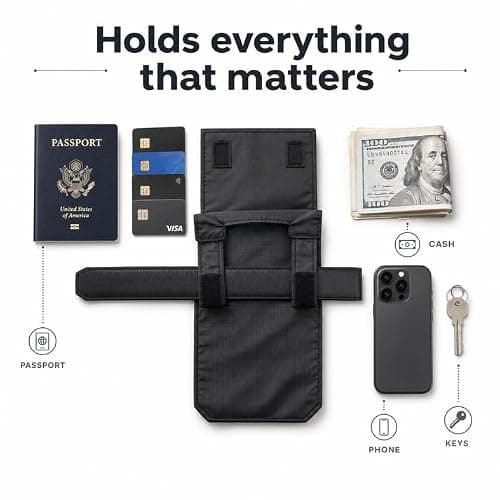 Brionly Hidden 3-in-1 Travel Pocket Document Holder Organiser Bag (Black) — view 2