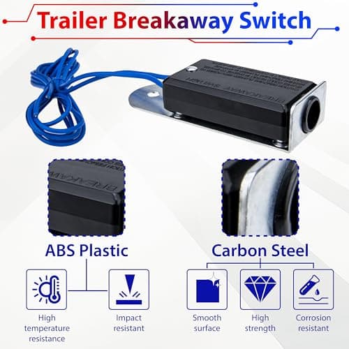 2 PCS Trailer Breakaway Switch, with 4 FT Coiled Trailer Brake Away Cable, Trailers Breakaway Kit with Pull Pin Steel Spring Towing Wire, Trailers Emergency Brake Cable for RV Travel Trailers Towing — view 4