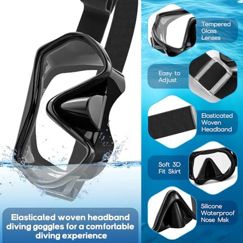 Findway Diving Mask with Elastic Fabric Strap, Snorkel Mask Adults with Nose Cover for Mens and Womens, Swimming Goggles with 180° Panoramic HD Tempered Glass Anti-fog Snorkelling Mask No Leak — view 4