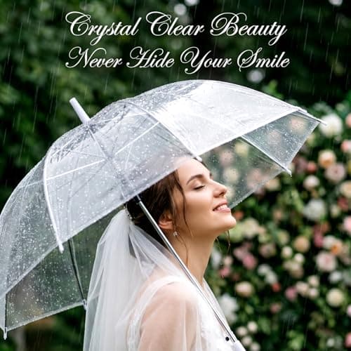 Hestya 8 Pack Clear Umbrellas for Wedding, 37.4 Inch, Clear — view 5