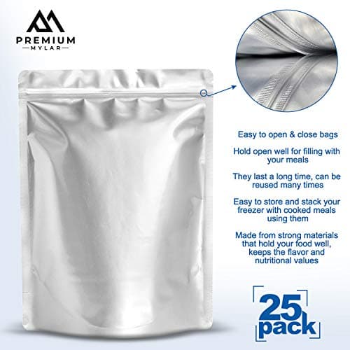 25 Mylar Bags 1 Gallon - Extra Thick 9.4 Mil - 10"x14" Airtight Vacuum Sealing Sealable Mylar Bags for Long Term Food Storage - Odor Free Heat Resistant - Light and Moisture Proof Fresh Saver Packs — view 3