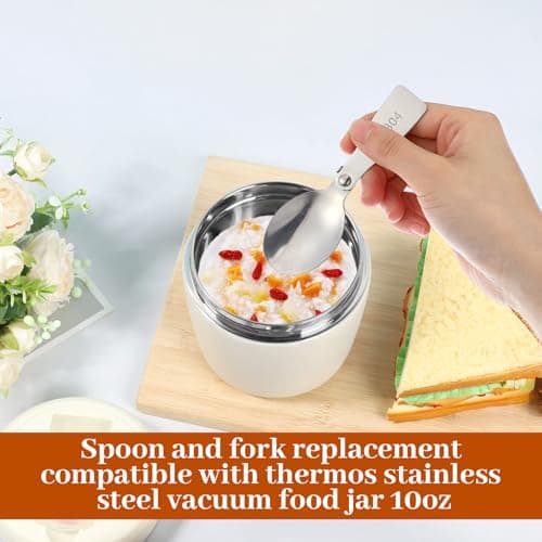 Mabor 6 PCS Folding Spoon and Fork Set, Stainless Steel Foldable Utensils for Food Jar Lunch Box Travel Camping Picnic Outdoor Dining Accessories, Silver — view 5