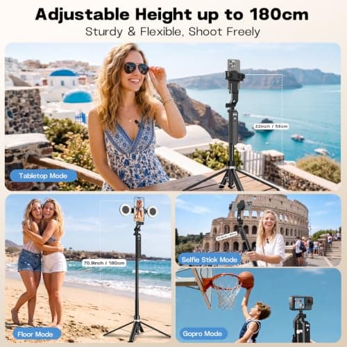 Magnetic Phone Tripod Vlogging Kit for iPhone/Android,180cm Selfie Stick — view 6
