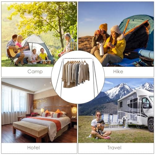 Stainless Steel Foldable Drying Rack, Extendable Portable Clothes Rail, 143×90×46cm Small Adjustable Clothes Rail, Folding Hanging Rails for Clothes with Storage Bag for Bedroom Home Dorm Camping — view 6