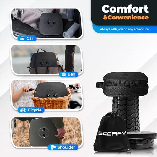 SCOPIFY Portable Folding Stool, Telescopic Stool with Cushion & Carry Bag — view 4