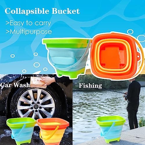 Collapsible Beach Toys Set,Foldable Sand Bucket and Spade Beach Set Kids — view 4