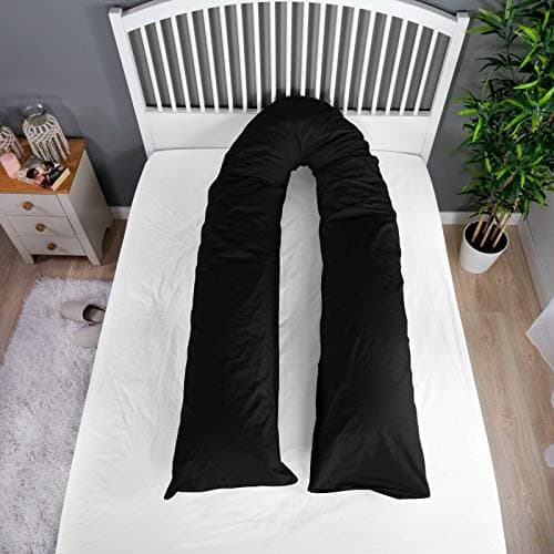 Adam Home 12 Ft Plain Dyed U Body Pregnancy Maternity Back Support Pillow Case Cover Only (Black) — view 2