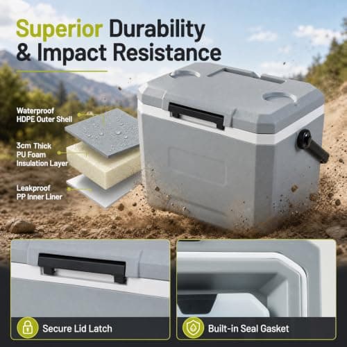 COSTWAY 12L/16L/21L/41L Insulated Cool Box (Gray, 41 x 27 x 32 cm) — view 3