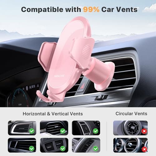 miracase Car Phone Holder, Stable Double Steel-Hook Air Vent Car Phone Mount Cradle 360°Rotation, One Button Release Mobile Phone Holder for iPhone, Galaxy, All 4.0''-7'' Smartphones — view 3