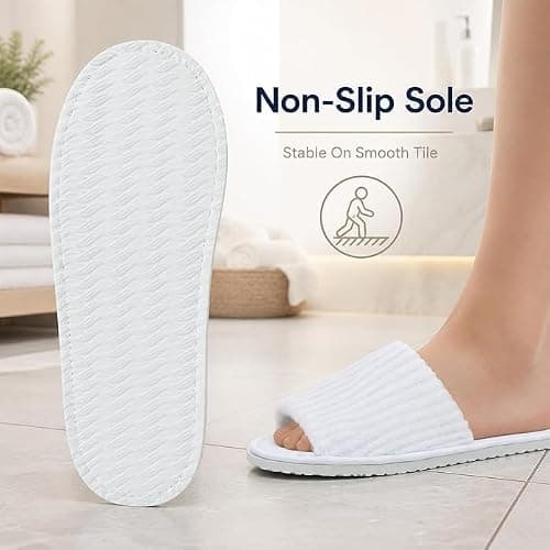 Defresit 6 Pairs Disposable Open Toe Spa Slippers Flat Washable Foldable — view 4