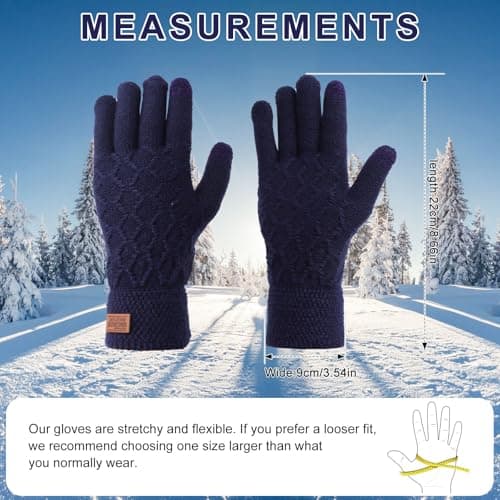 Mayoii Winter Gloves for Men and Women,Thermal Knit Touchscreen Gloves with Fleece Lining,Womens Mens Glove Touchscreen for Running,Ski,and Cold Weather (Navy, One Size) — view 2