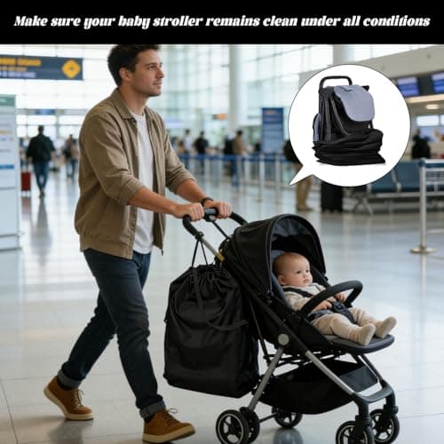 Grosion 1PCS Travel Stroller Bag for Airplane, Waterproof Durable Stroller Travel Bag,Pushchair Cover Storage Bag for Baby Child Kids,for Transport and Home Storage — view 6