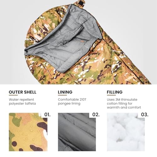 OneTigris Sleeping Bag, Survival Gear, 32°F Cold Weather Mummy Sleeping Bag for Camping Hiking Backpacking — view 5