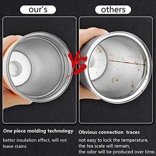 CS COSDDI Travel Mugs, Insulated Cup With Leakproof Lid - Reusable Travel Mug - Car Cup - Stainless Steel Mug for Hot and Cold Coffee, Water and Tea (Orange White, 380 ml) — view 4
