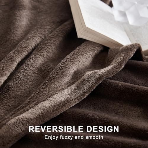 EHEYCIGA Single Fleece Throw Blanket for Sofa 130x165cm, Brown — view 3