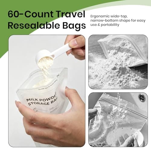 60 Pcs Travel Protein Powder Bags Pre Sealed Portable Storage Gym Travel — view 4