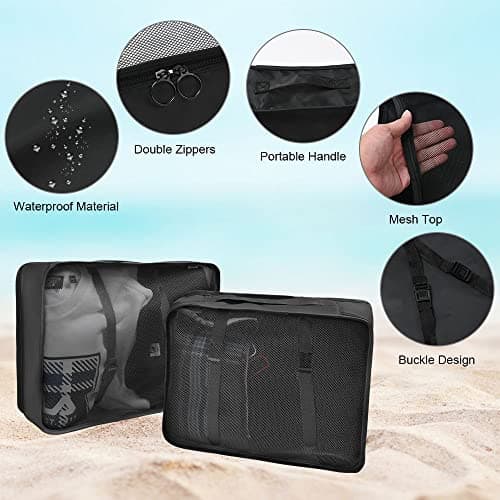 OSDUE Packing Cubes for Suitcases, 8 PCS Travel Luggage Packing Organizers Waterproof Travel Essentials Bag Accessories, Clothes Shoes Cosmetics Toiletries Storage Bags, Black — view 3