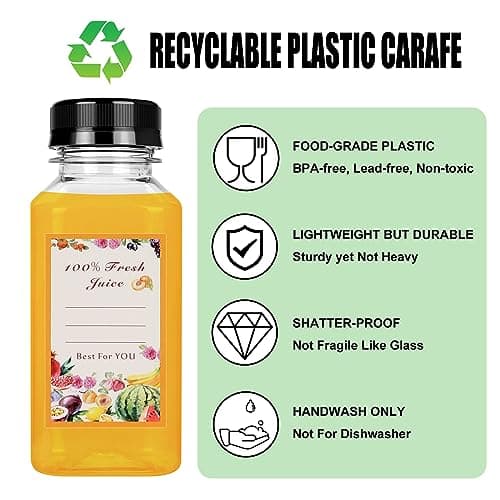 250ml Plastic Juice Bottles 6Pcs - Reusable PET Drink Bottles With Lids — view 5