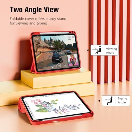ProCase Smart Case+Screen Protector for iPad (A16) 11/10th Gen, Red — view 5