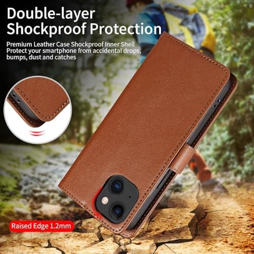 GoodcAcy Case Wallet for Motorola Edge 60 Neo, Genuine Leather Wallet Folio Case [Magnetic Closure] [RFID Blocking Card Slot] [Kickstand] Full Protection Case - Brown — view 2