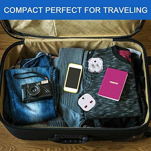 Jsdoin UK to US Plug Adaptor 3 pin to 2 Pin Flat Travel Adapter for USA, Canada, Mexico, Thailand, Refer to Description for country list US (6 Pack) — view 6